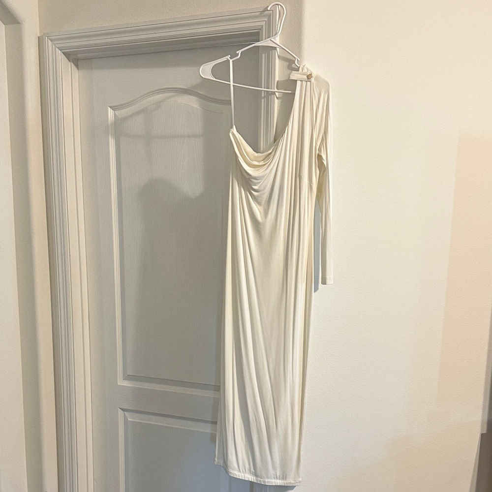 JLUXLABEL Cream One-Shoulder Dress